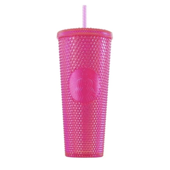 Starbucks Studded Hot Pink Bling Cold Tumbler Cup 24 oz Venti - Picture 1 of 6